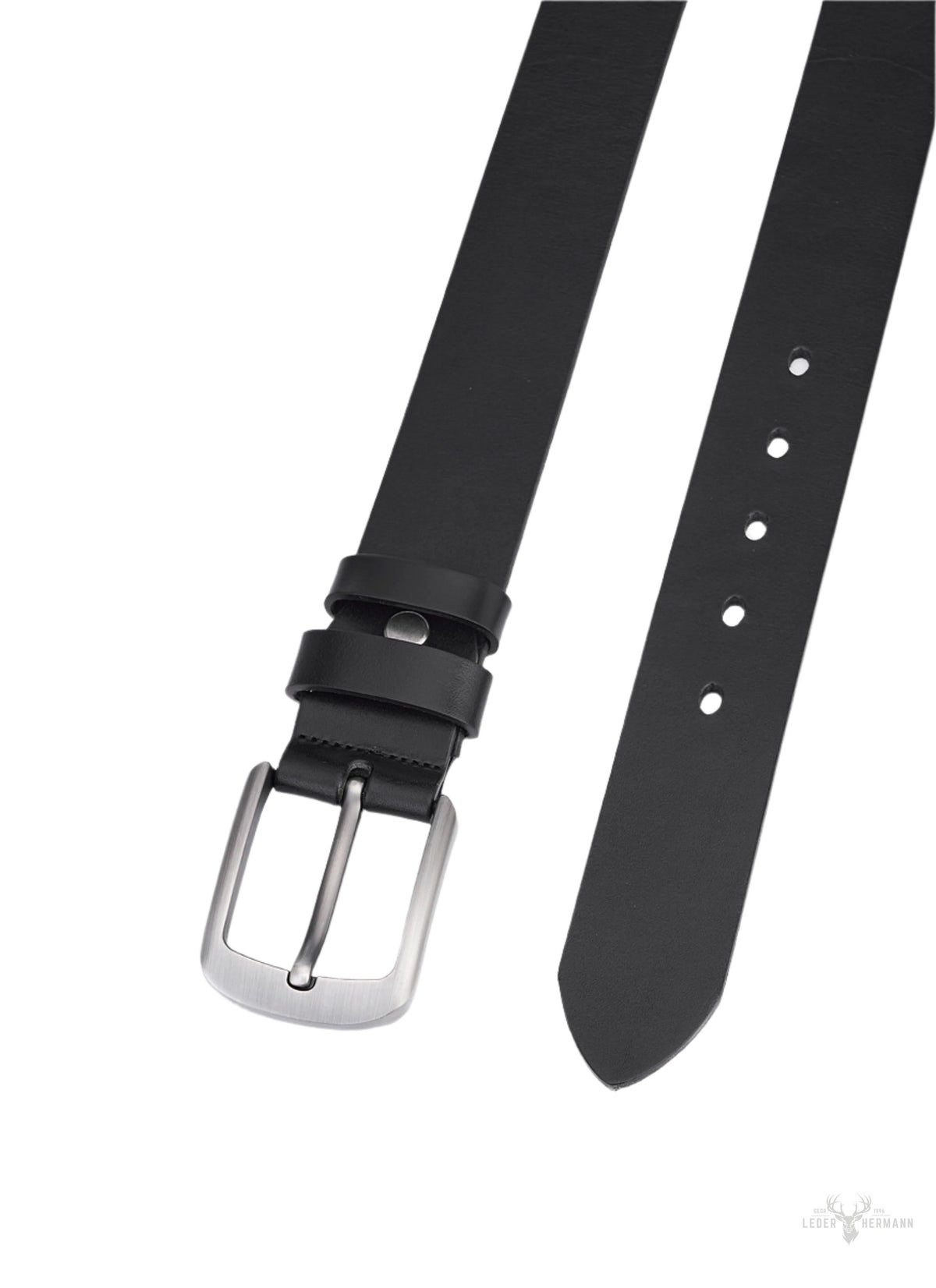 2-piece stylish round leather belt set - black & brown