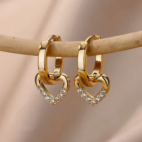Bright Gold Heart Earrings