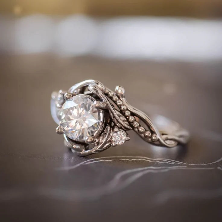 Elegant Silver Branch Zirconia Ring