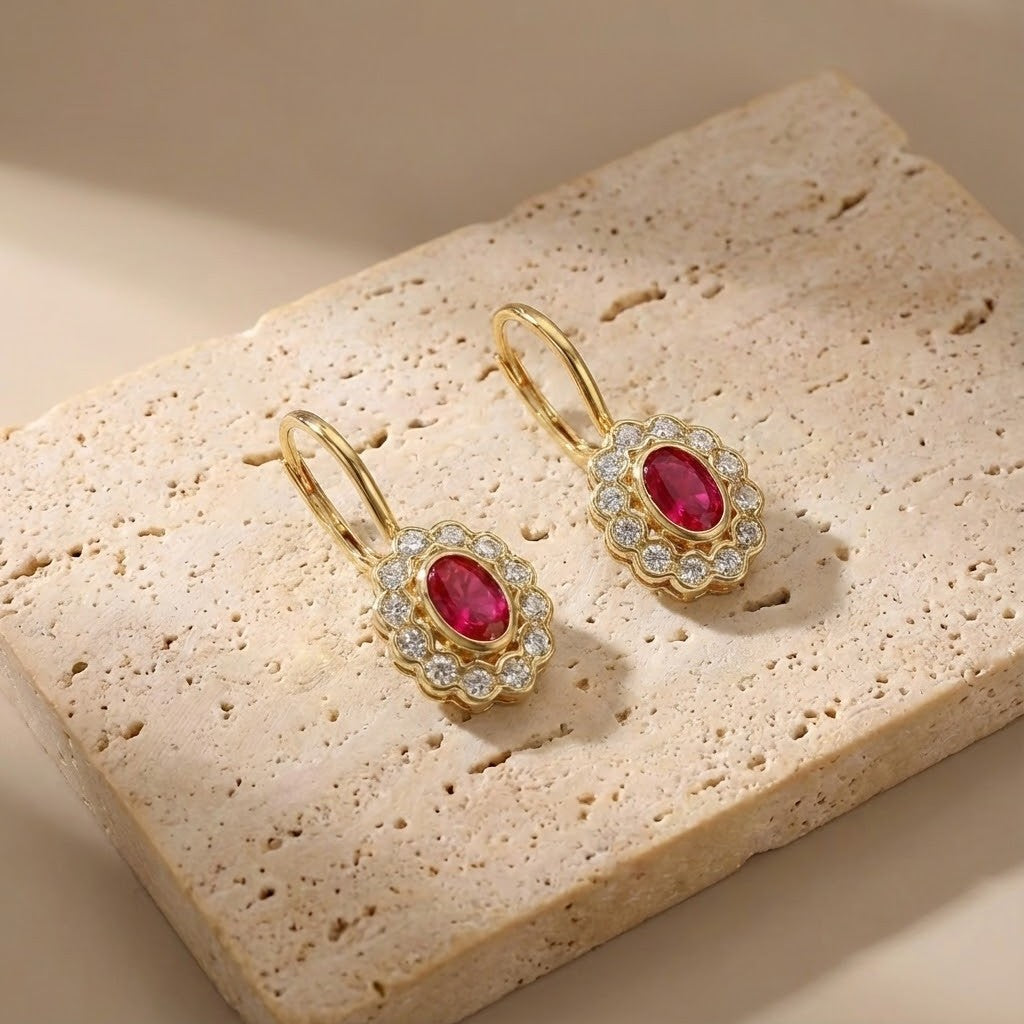 Golden Geometric Sparkle Hoop Earrings