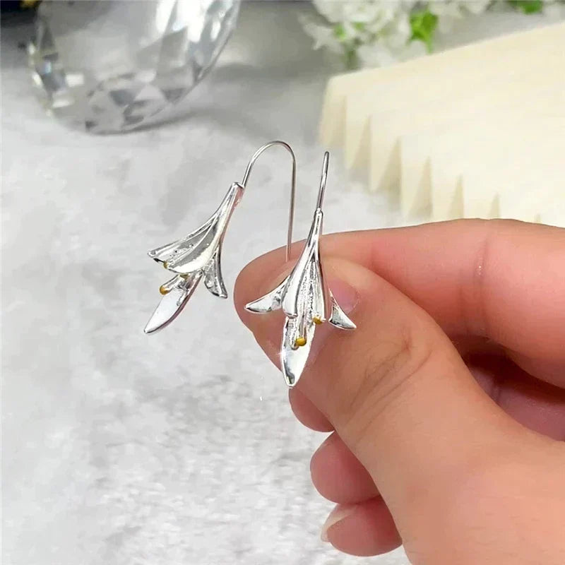 Minimal Silver Blossom Earrings