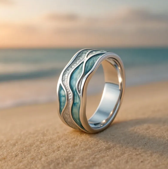 Aurora Ocean Beach Wave Ring