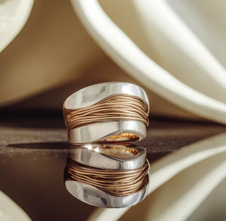 Luxe Golden Thread Silver Ring