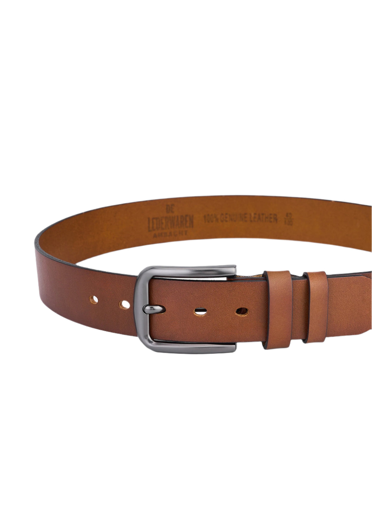 2 pieces round leather straps – Black & Cognac – Premium men's belt for every style