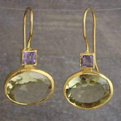 Vintage Gold Green Crystal Earrings