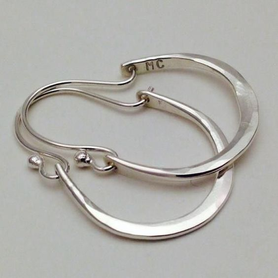 Silver Retro Hoop Earrings