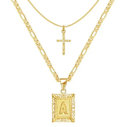 Cross Initial Necklace Set