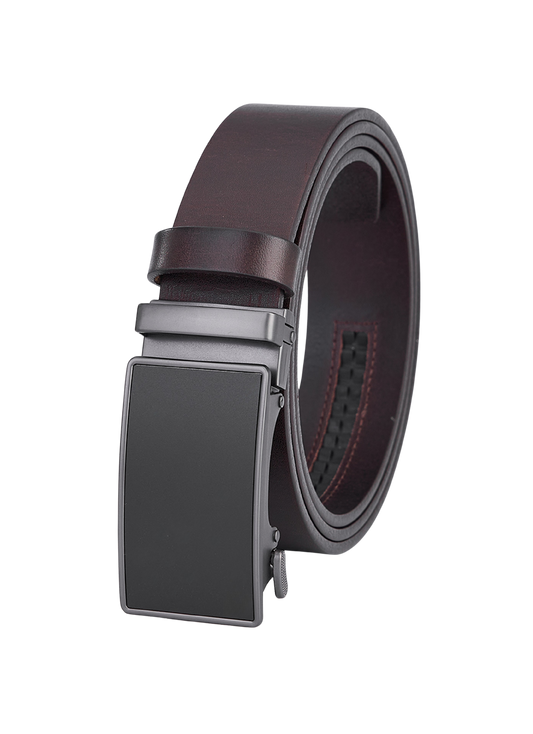 Brown Round Leather Belt with Automatic Closure