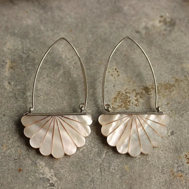 Vintage Fan Pearl Drop Earrings