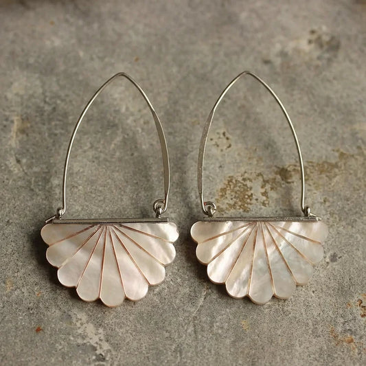 Vintage Fan Pearl Drop Earrings