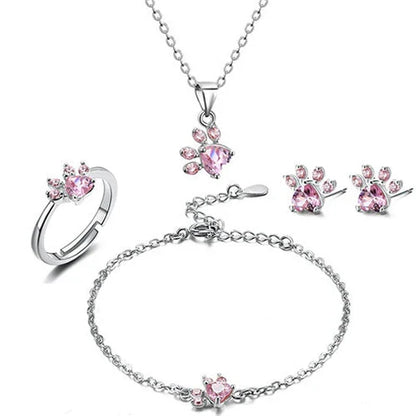 Rose Gold Paw Jewelry Set