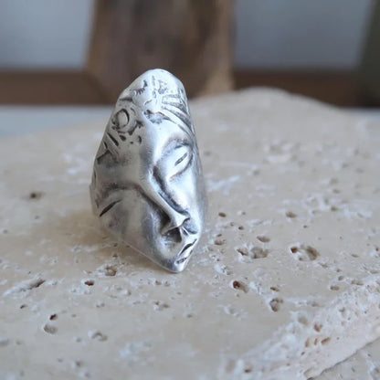 Vintage Irregular Abstract Human Face Ring