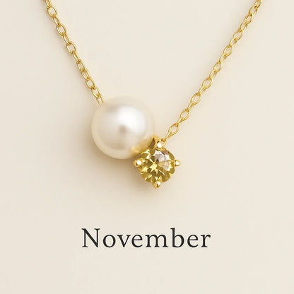 Pearl & Zircon Birthstone Pendant Necklace