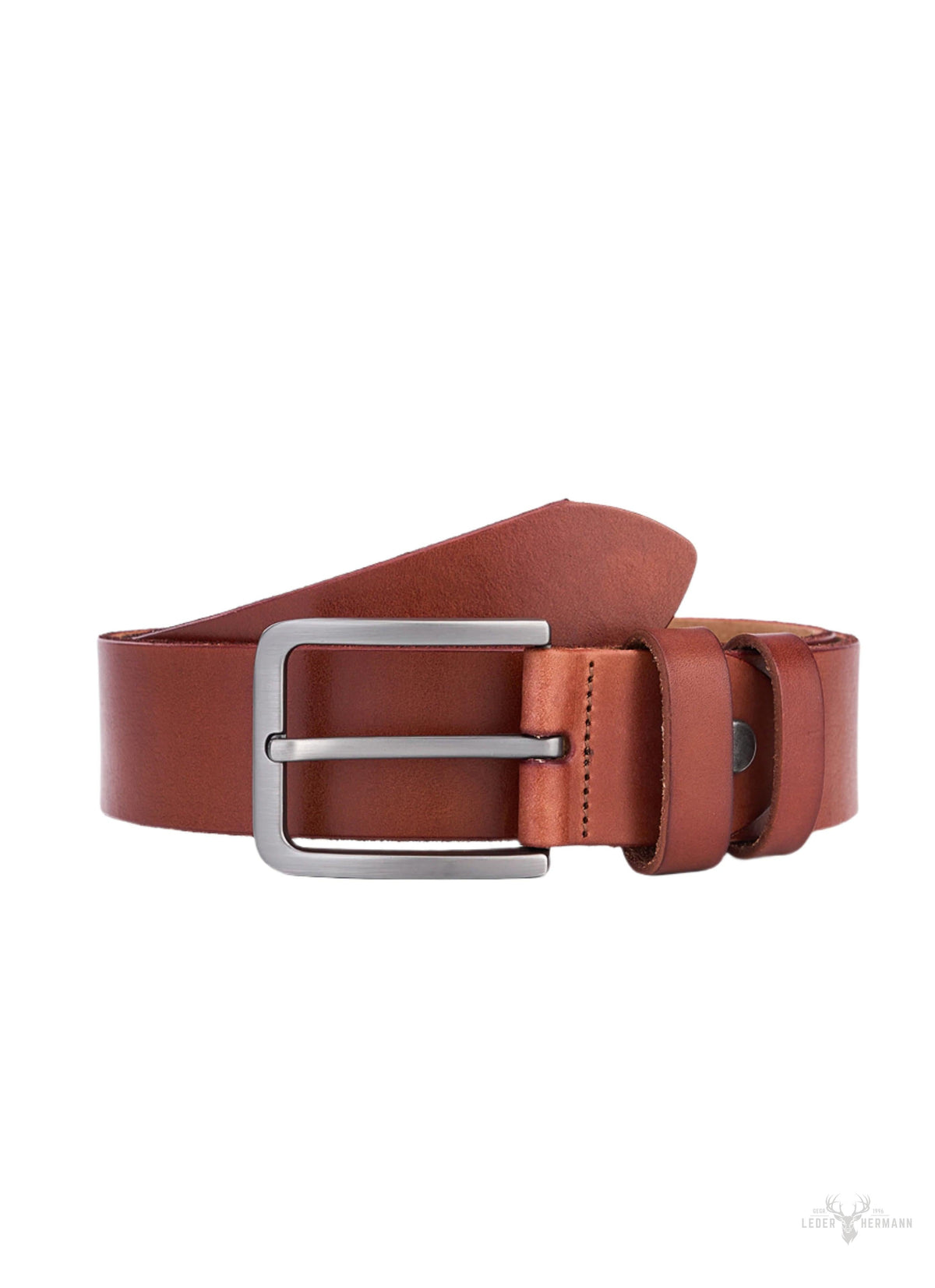 Stylish brown round leather belt for men