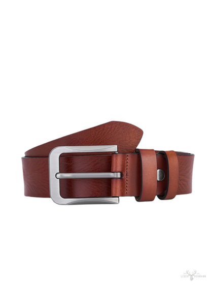 Vintage round leather belt for men