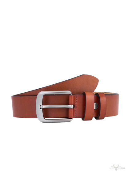 2-piece stylish round leather belt set - black & brown