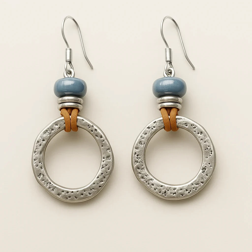 Vintage Boho Silver Circle Earrings