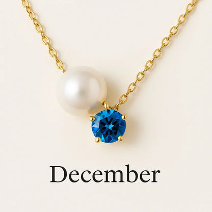 Pearl & Zircon Birthstone Pendant Necklace