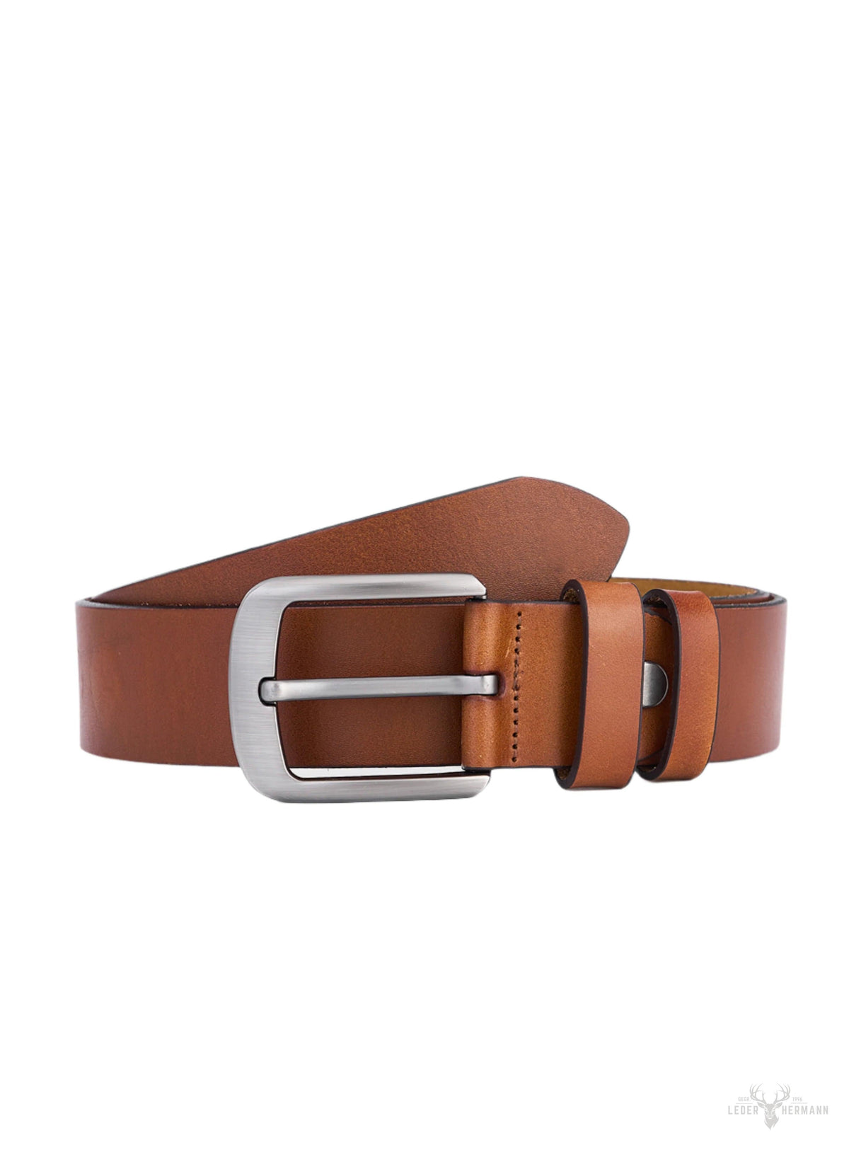 Set of 2 round leather belts – Black & Cognac - Robust and durable men's wedding belts