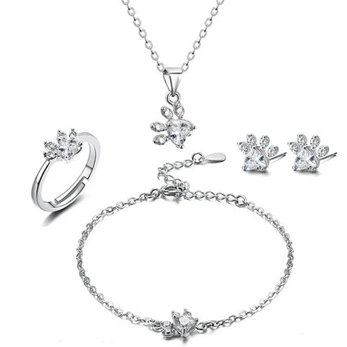 Rose Gold Paw Jewelry Set