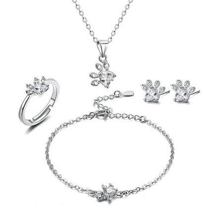 Rose Gold Paw Jewelry Set