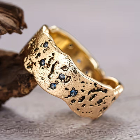 Vintage Blue Zirconia Irregular Ring