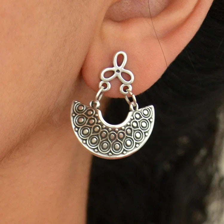Vintage Antique silver dangling Greek Shield earrings