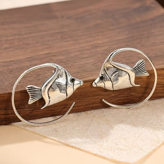 Silken Current Grace Fish Hoop Earrings