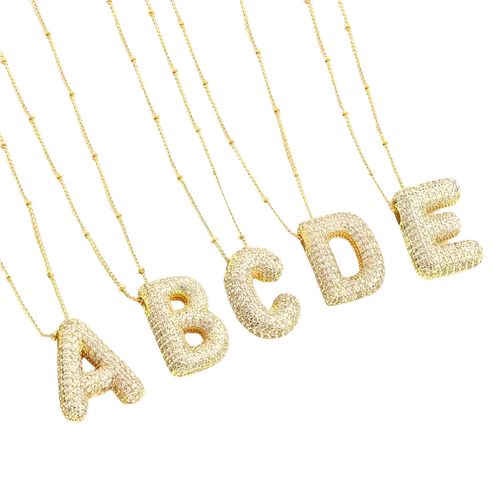 Bubble letter initial necklace