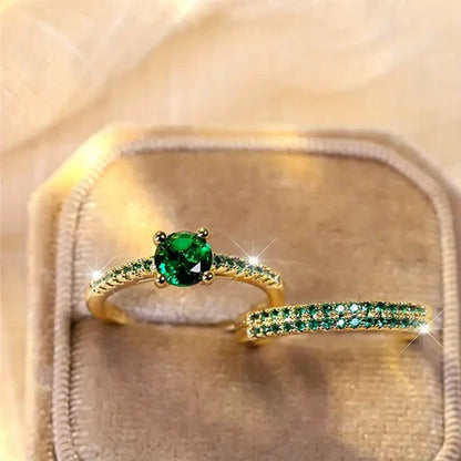 Serena Emerald Duo Ring Set
