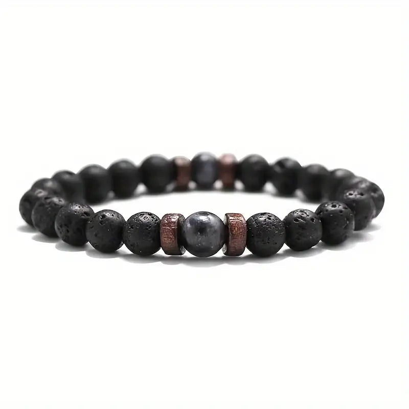 Vintage Earthy Stone Beaded Masculine Bracelet Premium