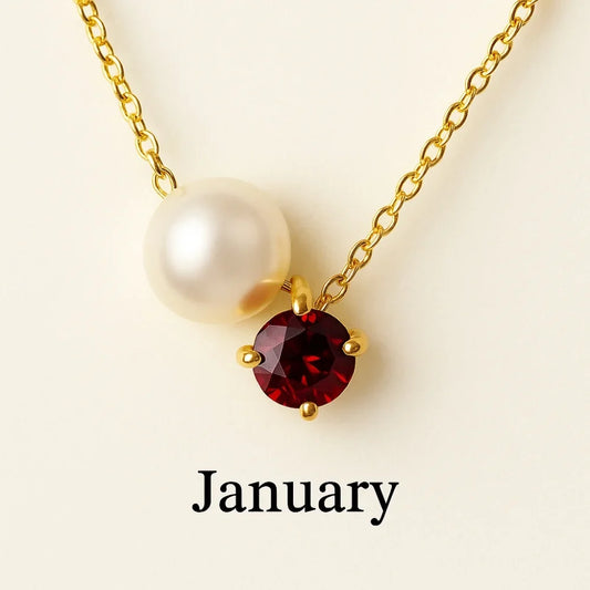 Pearl & Zircon Birthstone Pendant Necklace