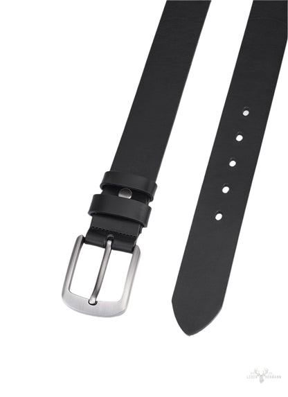 2-piece stylish round leather belt set - black & brown
