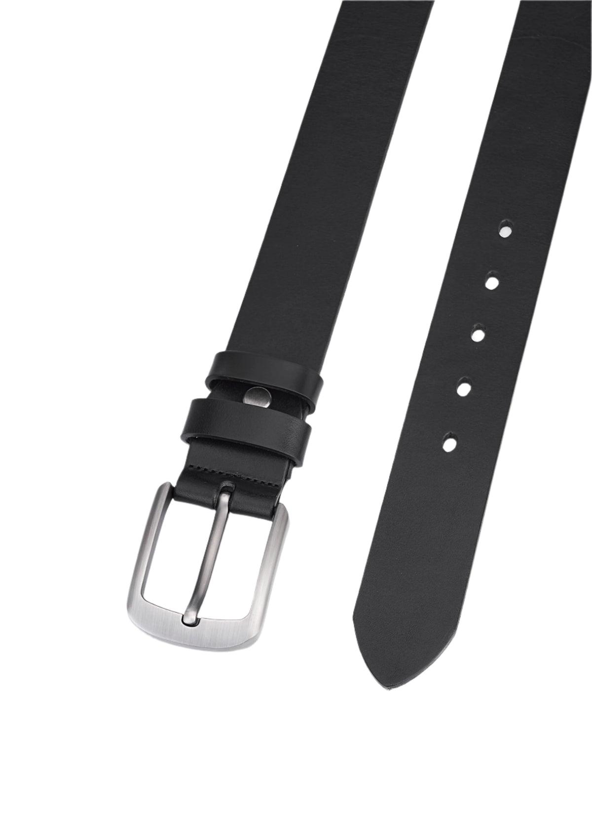 Luxury round leather belt – Elegant black leather belt for men – Durable and timeless