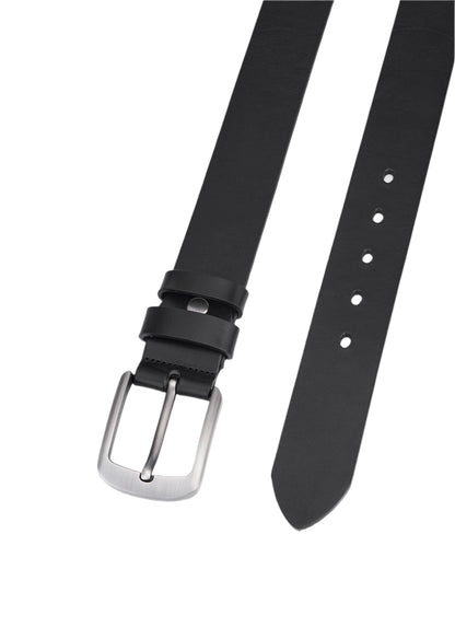 Luxury round leather belt – Elegant black leather belt for men – Durable and timeless