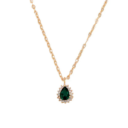 Gold Emerald Teardrop Necklace