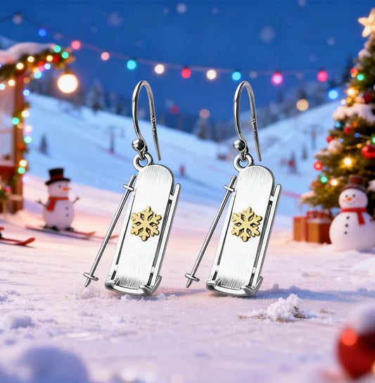 Christmas Snowboard Snow Earrings