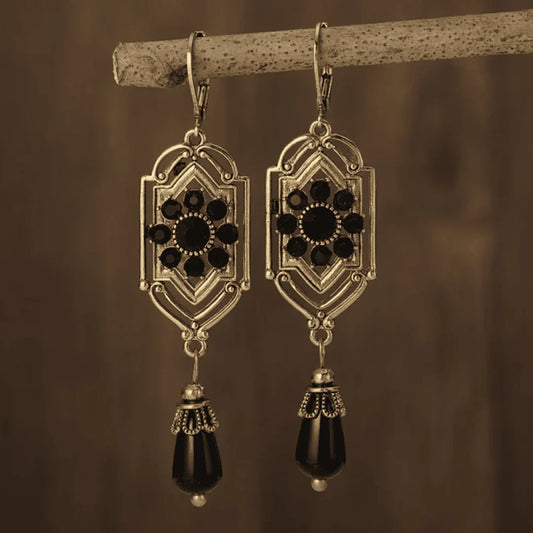 Black Crystal Drop Earrings