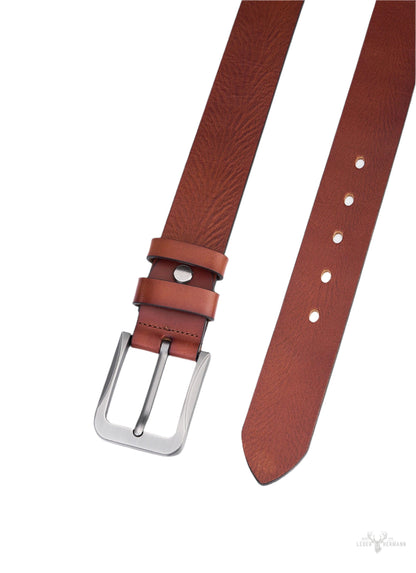 Vintage round leather belt for men