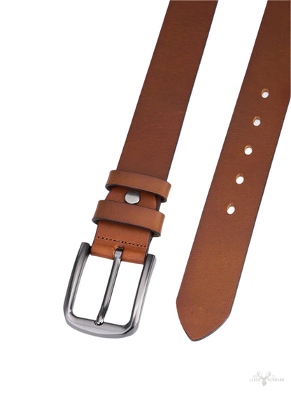 Cognac Round Leather Belt