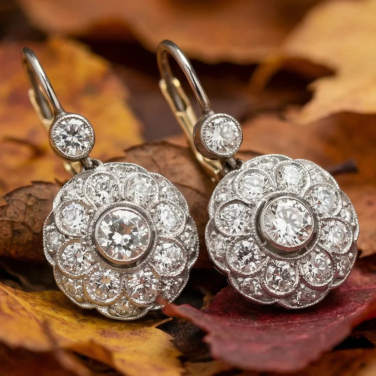 Vintage Rounded Mandala Crystal Earrings