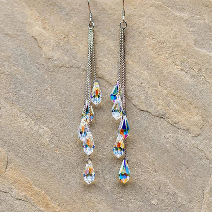 Elegant Long Teardrop Zircon Dangle Earrings