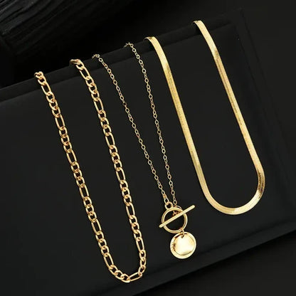 Savira Textured Coin Layered Necklace