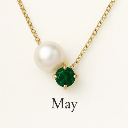 Pearl & Zircon Birthstone Pendant Necklace