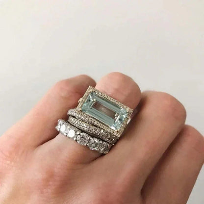 Vintage Turquoise Glass Stackable Ring Set