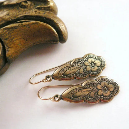 Vintage Victorian Floral Turquoise Drop Earrings