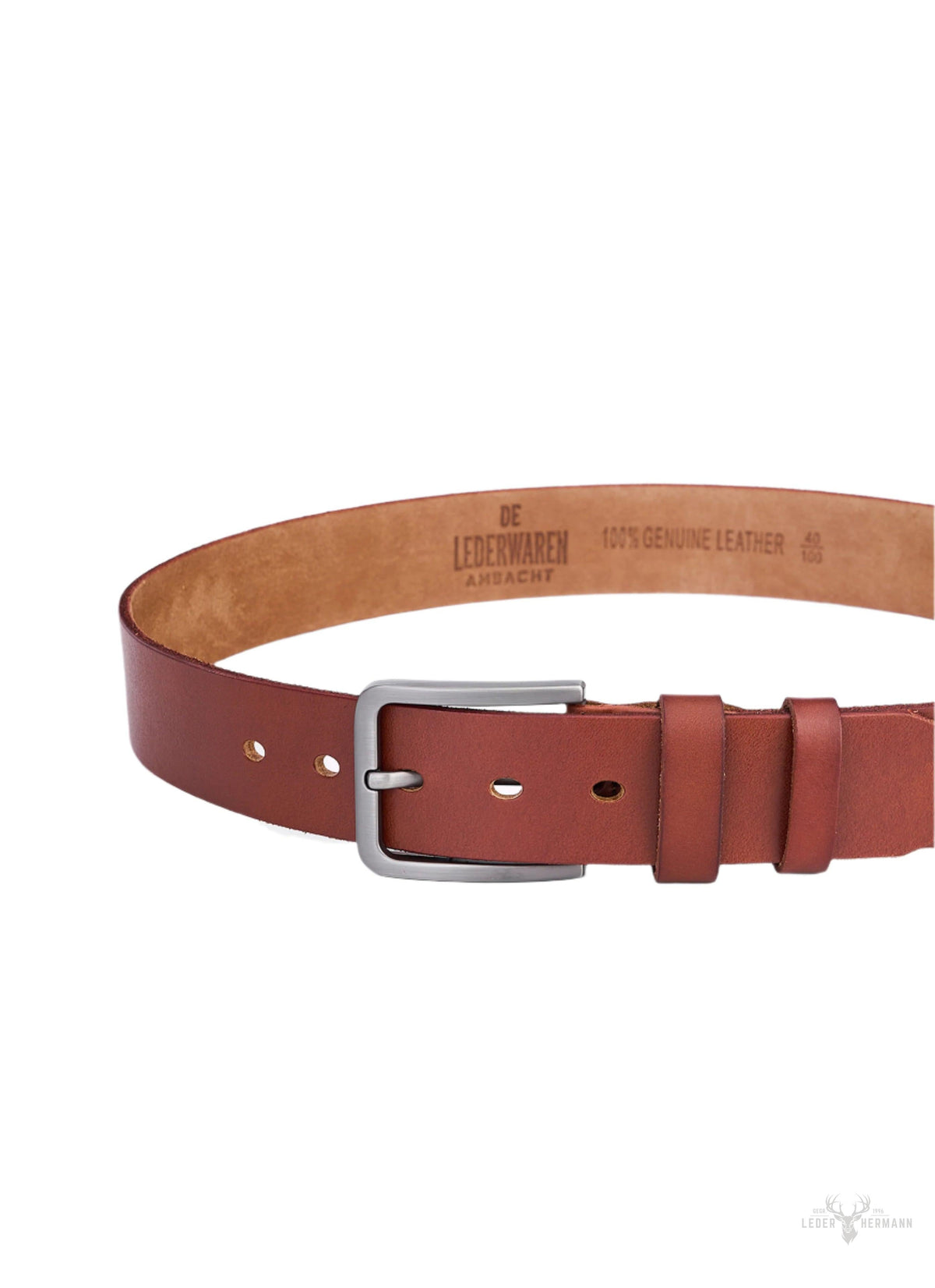 Stylish brown round leather belt for men