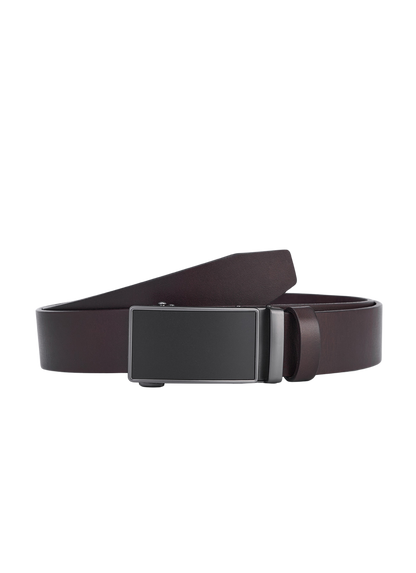 Brown Round Leather Belt with Automatic Closure
