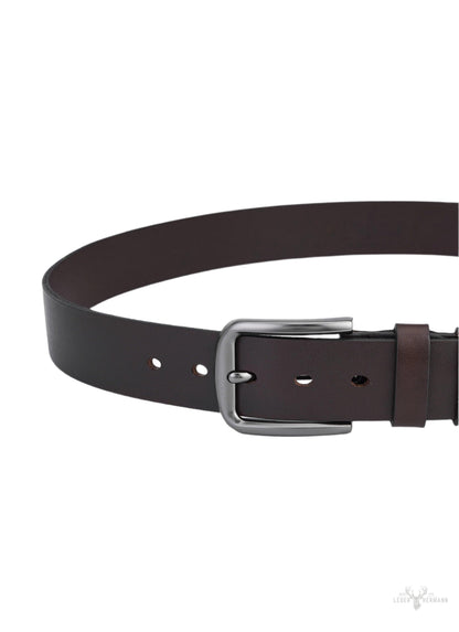 2 piece round leather belt set - black & dark brown - elegant for men