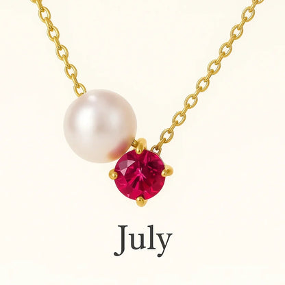 Pearl & Zircon Birthstone Pendant Necklace